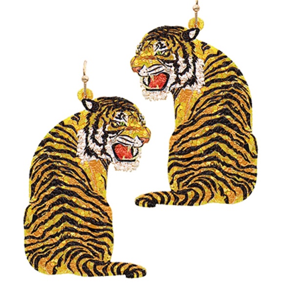 Fleurish Jewelry Jewelry - Glitter Sitting Tiger Earrings